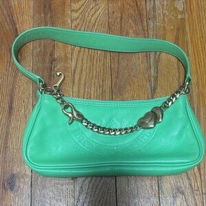 Vintage Juicy Couture 2000s Green Mini Leather Shoulder Bag